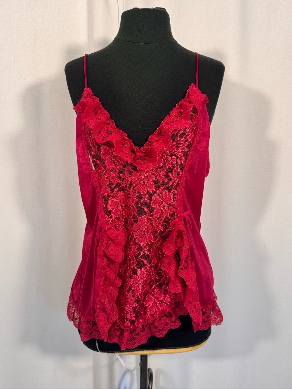 Vintage Alana Gale Hot Pink Lace Satin Camisole